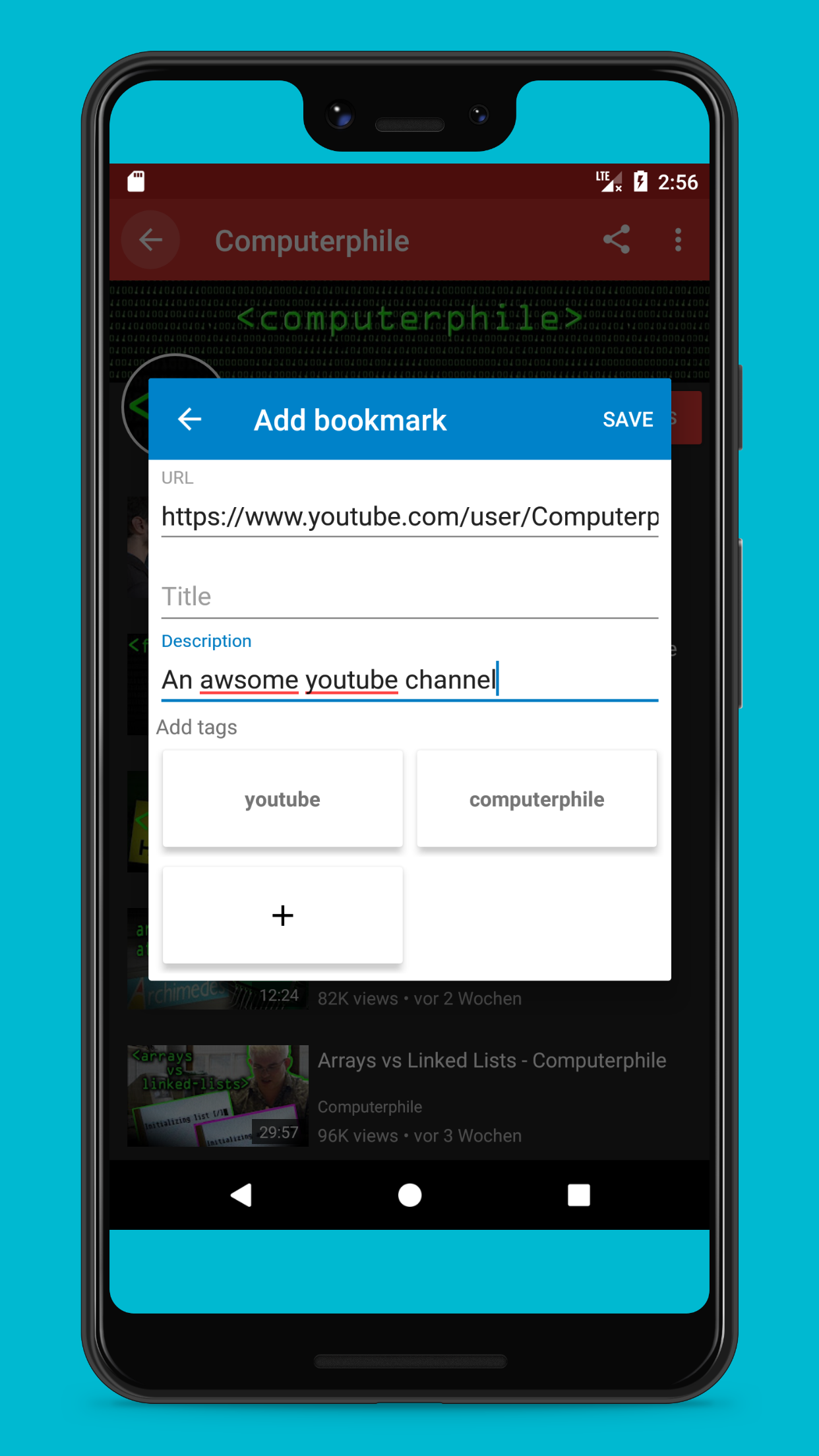 Screenshot of list view