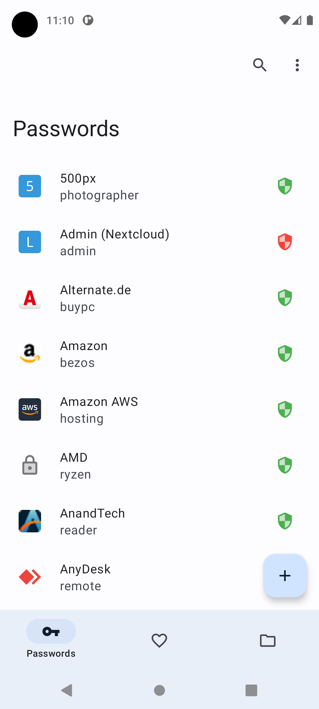 Light password list view